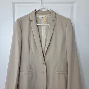 Calvin Klein Collection 2 Button Notched Collar Vintage Blazer Italy Sz 12 Beige